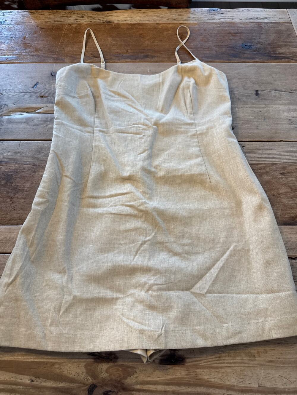Abercrombie & Fitch Khaki MEDIUM A&F Linen Blend Mini Romper Skort Dress NWT!